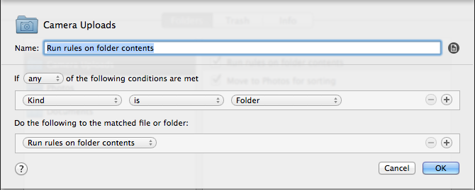 Camera Uploads - Run rules on folder contents